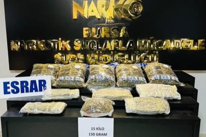 Bursa’da uyuşturucu operasyonu : 15 kilo esrar ele geçirildi
