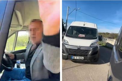 Öğrenci dolu okul servisi şoförünün, trafikte bıçaklı tehdit iddiası