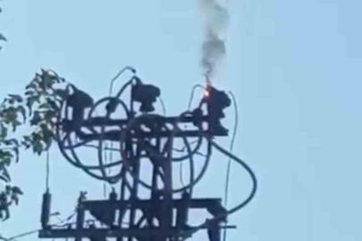 Siirt’te arıza nedeni ile elektrik direğinde yangın çıktı