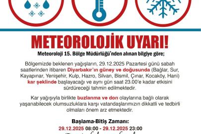 Diyarbakır Valiliğinden kar uyarısı