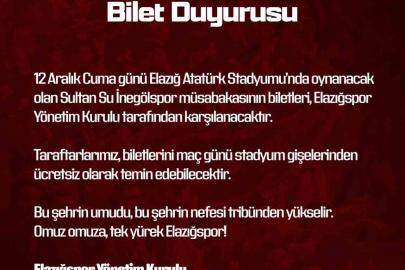 Elazığspor yönetimi biletleri ücretsiz yaptı