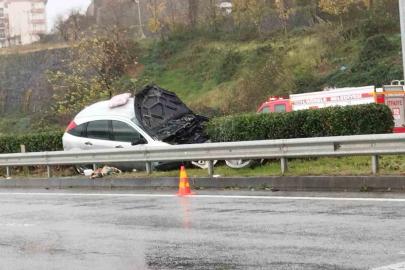 Görele’de trafik kazası: Otomobil alev aldı