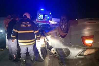 Hassa’da ters dönen otomobilin sürücüsü yaralandı