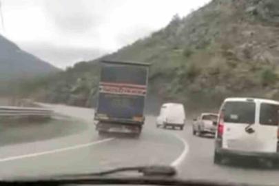 Hatalı sollama yapan tır sürücüsüne ceza