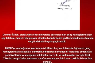 MHP’li Özdemir’den üniversiteliler için kanun teklifi
