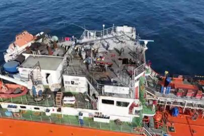 Saldırıya uğrayan MIDVOLGA-2 isimli geminin Sinop’taki tamir çalışmaları sürüyor