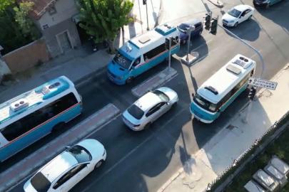 Trafikten kaçan dolmuş şoförü 200 metre ters şeritte gitti