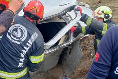 Yoldan çıkan otomobil takla attı; 2 yaralı