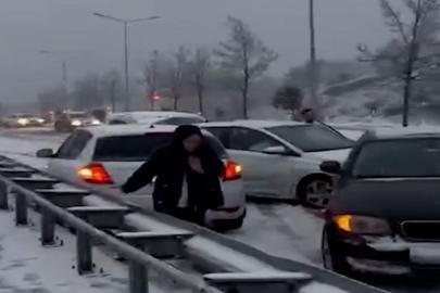 İstanbul'da kar kazaları kameralara yansıdı