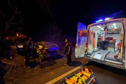 Kontrolden çıkan otomobil tarlaya girdi, sürücü yaralandı