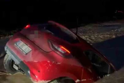 Otomobil bataklığa saplandı, sürücü son anda kurtuldu