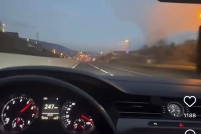 Otoyolda 250 kilometre hız yaptı, o anları paylaşınca yakalandı