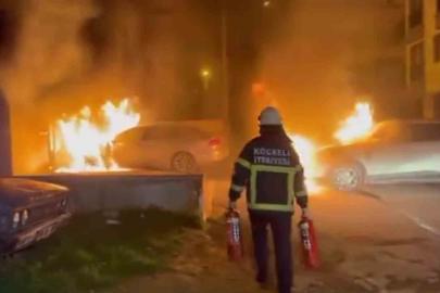 Park halindeki araç alev alev yandı: 2 otomobil zarar gördü