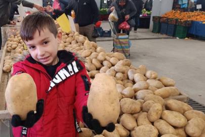 Sarıgöl pazarında dev patatesler ilgi odağı oldu