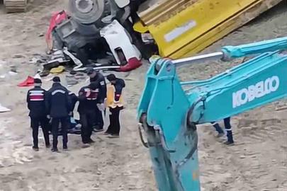Taş ocağında uçuruma yuvarlanan kamyonun sürücüsü hayatını kaybetti