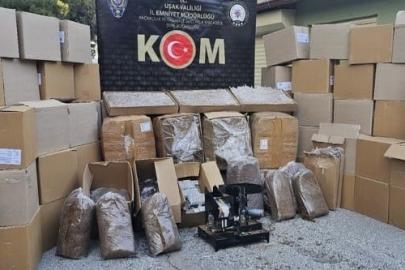 Uşak’ta kaçak tütün ve makaron operasyonu